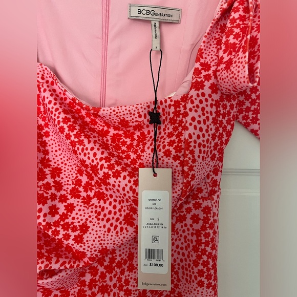 BCBGeneration Patterned Tie Sleeve Dress size 2 - Picture 4 of 5